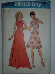 6882 SIMPLICITY 1975 SLEEVELESS FLARE DRESS LENGTHS PATTERN 14